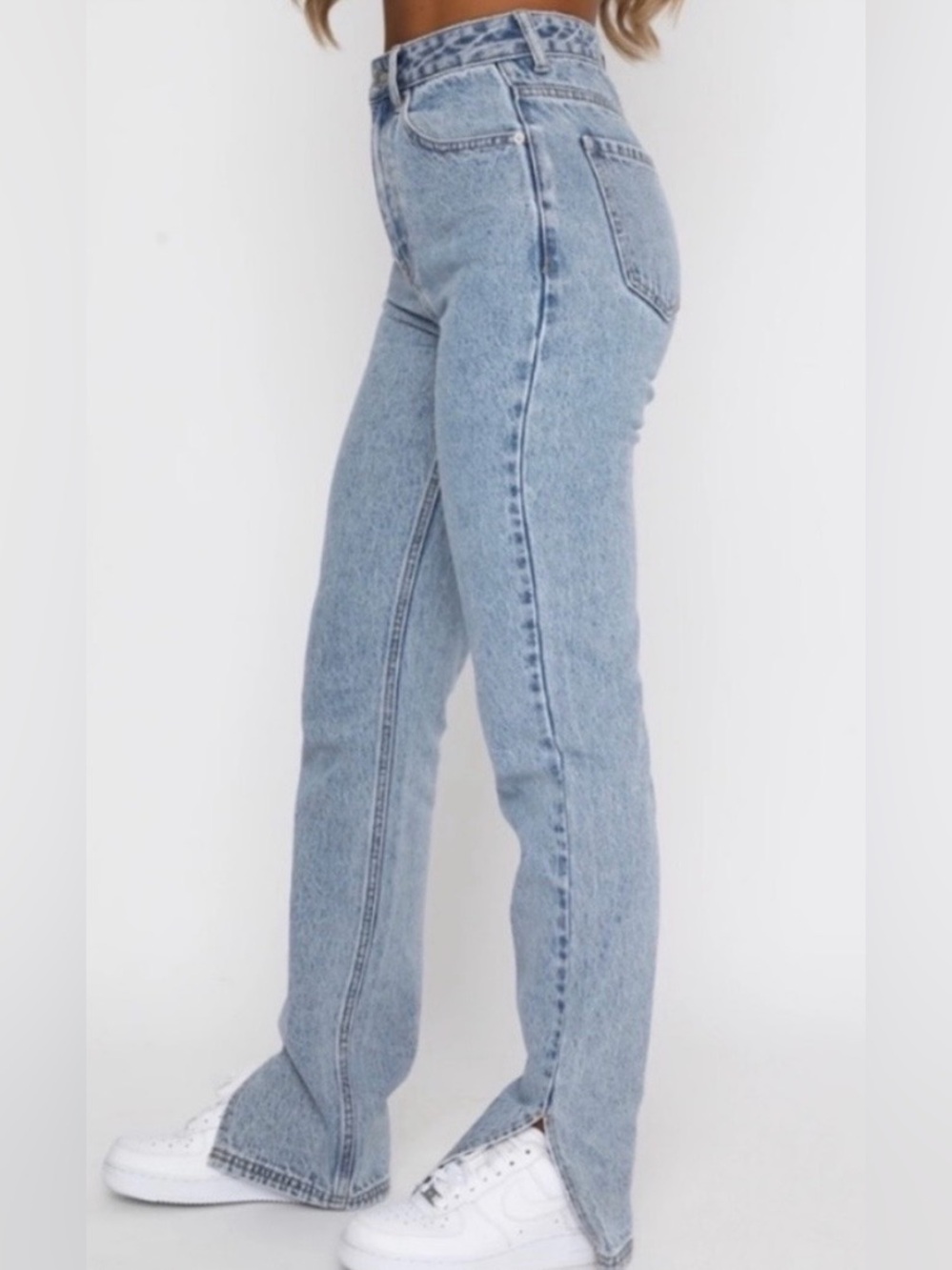 White Fox Boutique Light Blue High-Rise Straight Leg Jeans